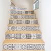 Vinilo Escalera Baldosas De Cemento Adalia X 2 - Adhesivo Pared - Sticker Revestimiento - 38cmx133cm-2bandesde19cmx133cm