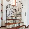 Vinilo Escalera Baldosas De Cemento Esteban X 2 - Adhesivo Pared - Sticker Revestimiento - 25cmx87,5cm-2bandesde12.5cmx87.5cm