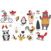 Vinilo Navidad Animales De Invierno - Adhesivo De Pared - Revestimiento Sticker Mural Decorativo - 70x115cm