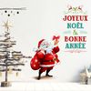 Vinilo Navidad Santa Claus Joyeux Noël Et Bonne Année - Adhesivo De Pared - Revestimiento Sticker Mural Decorativo - 100x120cm