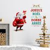 Vinilo Navidad Santa Claus Joyeux Noël Et Bonne Année - Adhesivo De Pared - Revestimiento Sticker Mural Decorativo - 100x120cm