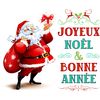 Vinilo Navidad Santa Claus Joyeux Noël Et Bonne Année - Adhesivo De Pared - Revestimiento Sticker Mural Decorativo - 100x120cm