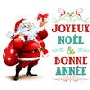 Vinilo Navidad Santa Claus Joyeux Noël Et Bonne Année - Adhesivo De Pared - Revestimiento Sticker Mural Decorativo - 20x25cm
