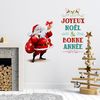 Vinilo Navidad Santa Claus Joyeux Noël Et Bonne Année - Adhesivo De Pared - Revestimiento Sticker Mural Decorativo - 90x110cm