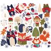 Vinilo Navidad Animales Del Bosque En Nochebuena - Adhesivo De Pared - Revestimiento Sticker Mural Decorativo - 70x80cm