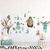 Vinilo Animales Y El Árbol Encantado - Adhesivo De Pared - Revestimiento Sticker Mural Decorativo - 70x105cm