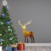 Vinilo Navidad Origami De Ciervo Dorado - Adhesivo De Pared - Revestimiento Sticker Mural Decorativo - 30x20cm