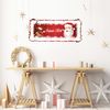 Vinilo Navidad Joyeux Noël Reno Y Santa Claus - Adhesivo De Pared - Revestimiento Sticker Mural Decorativo - 20x45cm