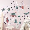 Vinilo Navidad Zorros De Invierno - Adhesivo De Pared - Revestimiento Sticker Mural Decorativo - 100x125cm