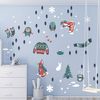 Vinilo Navidad Zorros De Invierno - Adhesivo De Pared - Revestimiento Sticker Mural Decorativo - 110x135cm