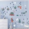 Vinilo Navidad Zorros De Invierno - Adhesivo De Pared - Revestimiento Sticker Mural Decorativo - 90x110cm