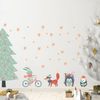 Vinilo Navidad Abeto Y Animales Escandinavos - Adhesivo De Pared - Revestimiento Sticker Mural Decorativo - 165x110cm