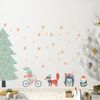 Vinilo Navidad Abeto Y Animales Escandinavos - Adhesivo De Pared - Revestimiento Sticker Mural Decorativo - 75x50cm
