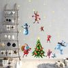 Vinilo Navidad Santa Claus Y Sus Amigos - Adhesivo De Pared - Revestimiento Sticker Mural Decorativo - 90x135cm