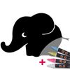 Vinilo Pizarra Elefante Bebé + 4 Tizas Liquidas - Adhesivo De Pared - Revestimiento Sticker Mural Decorativo - 105x165cm