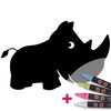 Vinilo Pizarra Rinoceronte + 4 Tizas Liquidas - Adhesivo De Pared - Revestimiento Sticker Mural Decorativo - 105x165cm