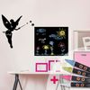 Vinilo Pizarra Hada + 4 Tizas Liquidas - Adhesivo De Pared - Revestimiento Sticker Mural Decorativo - 105x165cm