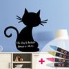 Vinilo Pizarra Gato Negro + 4 Tizas Liquidas - Adhesivo De Pared - Revestimiento Sticker Mural Decorativo - 105x105cm