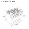 Cocina De Gas G911x Nat, 5 Fuegos, Horno Gas, Acero Inoxidable, Tapa Cristal, 90x60, Meireles