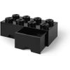 Caja De Almacenaje Apilable Ladrillo 8 Pomos Negra De Lego 50 X 25 X 18 Cm 40061733