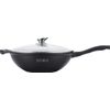 Royalty Line - Rl-bw32m - Wok Con Revestimiento Antiadherente, Con Tapa Cristal, Inducción, 32 Cm Negro