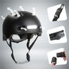 Casco Urbano Negro Para Bicicleta Y Skate L 57-61cm Para Adolescentes Y Adultos, Casco Crazy Safety Con Luces Delanteras Y Traseras. Homologado Y Certificado En1078.