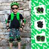 Set De Protecciones Para Bicicleta, Monopatín, Bmx, Patines Y Patinete Para Niños  Rodilleras, Muñequeras Y Coderas Verde Con Diseño De Crazy Safety.