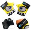 Guantes De Bicicleta Amarillos Para Niños Con Ojos Reflectantes Y Palmas Acolchadas. Diseño Crazy Safety, Tela Elástica Y Cómoda, Talla S. Perfectos Para Bici, Patinete Y Actividades Al Aire Libre.