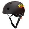 Casco Negro Graffiti Para Bicicleta Y Skate M-l 54-60cm Para Adolescentes Y Adultos Con Correas Reflectantes. Crazy Safety.  Homologado En 1078.