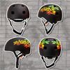 Casco Negro Graffiti Para Bicicleta Y Skate M-l 54-60cm Para Adolescentes Y Adultos Con Correas Reflectantes. Crazy Safety.  Homologado En 1078.