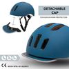 Casco De Bici De Ciudad Azul Talla 53-59cm Para Mujeres Y Hombres |crazy Safety| Con Visera Extraíble, Correas Reflectantes Y Luz Led | Norma En 1078