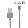 Cable Usb A Iphone/usb-c/micro-usb Magnético Carga & Sincronización - Plata