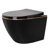 Inodoro Suspendido Wc Rea Carlo Mini Rimless Duroplast Flat Black Gold Edge