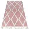 Alfombra Berber Troik A0010 Rosa/blanco Franjas Bereber Marroquí Shag 200x290 Cm