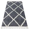 Alfombra Berber Cuadriculado B5950 Gris/blanco Franjas Bereber Marroqu 200x290 Cm