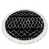 Alfombra Berber Ethnic G3802 Círculo Negro/blanco Franjas Bereber Mar Circulo 160 Cm