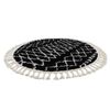 Alfombra Berber Ethnic G3802 Círculo Negro/blanco Franjas Bereber Mar Circulo 160 Cm