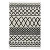 Alfombra Berber Safi N9040 Blanco/negro Franjas Bereber Marroquí Shag 140x190 Cm