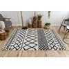 Alfombra Berber Safi N9040 Blanco/negro Franjas Bereber Marroquí Shag 140x190 Cm