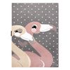 Alfombra Petit Flamingos Flamencos Corazones Gris 80x150 Cm