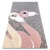 Alfombra Petit Flamingos Flamencos Corazones Gris 140x190 Cm