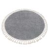 Alfombra Berber 9000 Circulo Gris Franjas Bereber Marroquí Shaggy Circulo 120 Cm