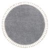 Alfombra Berber 9000 Circulo Gris Franjas Bereber Marroquí Shaggy Circulo 120 Cm