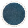 Alfombra Berber 9000 Circulo Azul Franjas Bereber Marroquí Shaggy Circulo 160 Cm