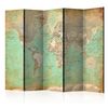 Biombo - Turquoise World Map   (225x172 Cm)