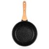 Batería Cocina Inducción 3 Piezas Aluminio Fundido Antiadherente Ilag Sin Pfoa Set Cazuelas Sartén Negro  Smile Wood