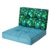 Cojines Kaja Para Sofá O Sillones De Jardín En Ratán, R2 59x59 Azul+hojas Azules