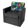 Cojines Kaja Para Sofá O Sillones De Jardín En Ratán, R2 59x59 Negro+hojas De Colores