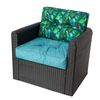 Cojines Kaja Para Sofá O Sillones De Jardín En Ratán, R3 68x68 Azul+hojas Azules