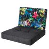 Cojines Kaja Para Sofá O Sillones De Jardín En Ratán, R3 68x68 Negro+hojas De Colores